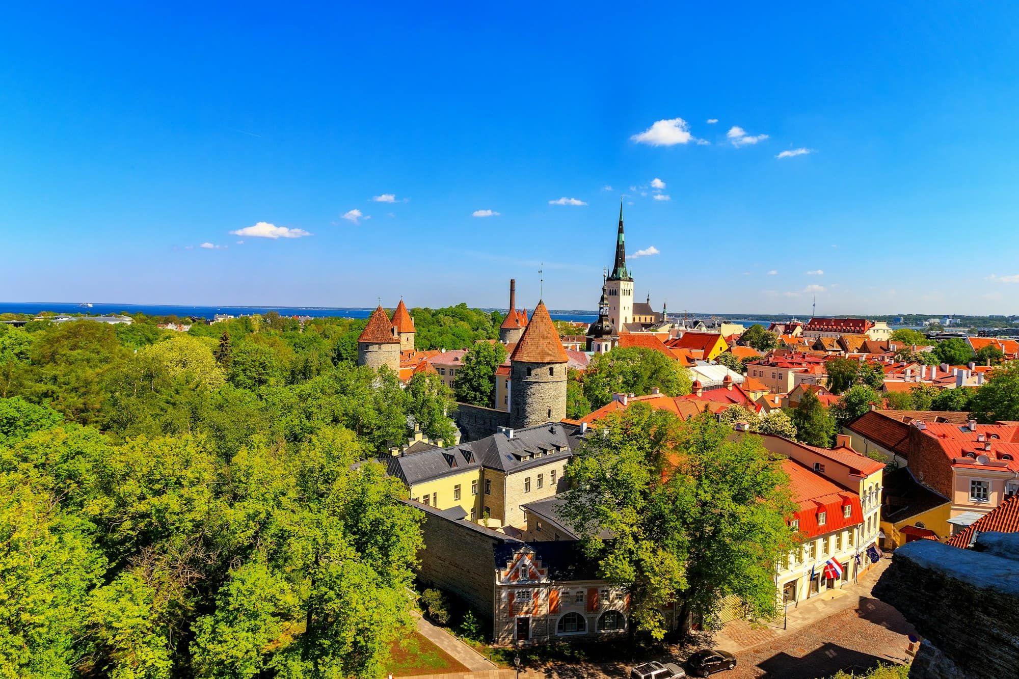 Tallinn Old Town, Estonia, with its medieval towers and red roofs